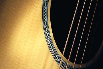 Image showing Acoustic guitar , retro style toned