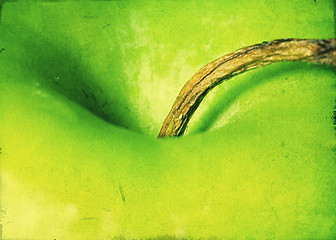Image showing Green apple - Grunge textured background