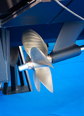 Image showing Modern motor  boat propeller detail