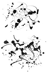 Image showing Set of 2 grunge textured  ink brushes isolated on white