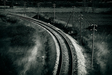 Image showing Old railroad , artistic retro style toned photo