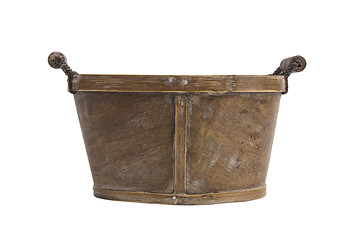 Image showing Empty bushel basket with a wood handle