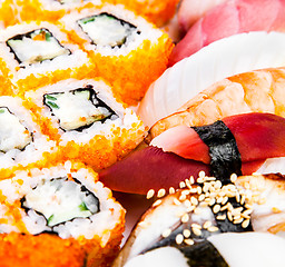 Image showing Sushi and Sushi Roll sea food