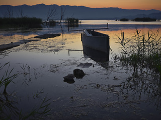 Image showing Fishing boat in dawn