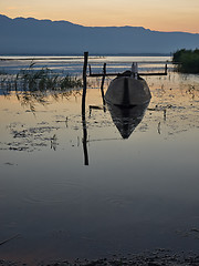 Image showing Fishing boat at dawn