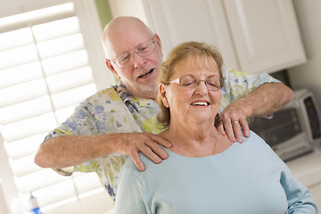 Image showing Senior Adult Husband Giving Wife a Shoulder Rub