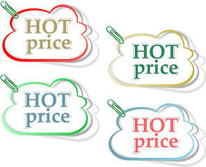 Image showing Hot price stickers label tag set with clip