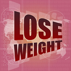 Image showing social concept: lose weight words on digital screen, 3d