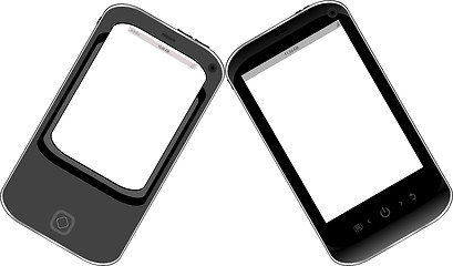 Image showing Black smartphone set isolated on white background