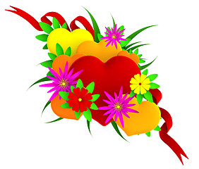 Image showing Set of hearts in floral style for Mother's day