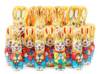 Image showing group of easter chocolate rabbits - bunny