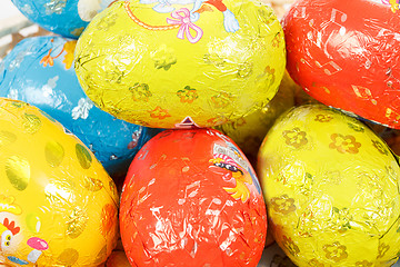Image showing close up of easter chocolate eggs