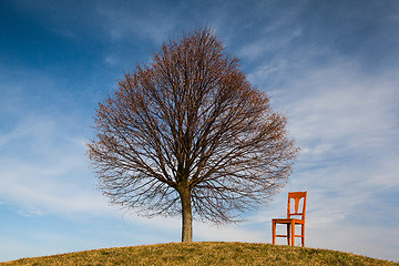 Image showing The old chair on the golf course