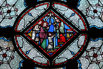 Image showing Stained glass window in La Sainte-Chapelle in Paris