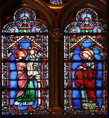 Image showing Stained glass window in La Sainte-Chapelle in Paris