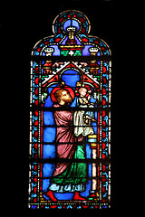 Image showing Stained glass window in La Sainte-Chapelle in Paris