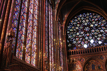 Image showing Stained glass window in La Sainte-Chapelle in Paris