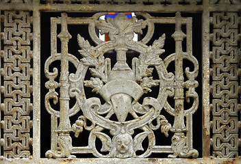 Image showing Ornate tomb door in the Pere Lachaise cemetery, Paris