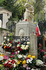 Image showing Tomb of Frederic Chopin, at Pere Lachaise cemetery in Paris