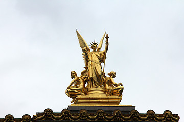 Image showing Golden statue of Angel on the top of the Garnier Opera in Paris