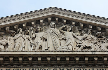 Image showing The sculpted tympanum of the church 