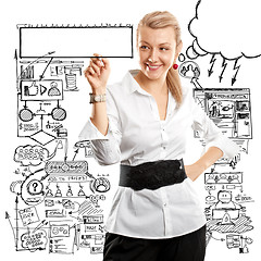 Image showing Business Woman Writing Something