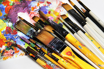 Image showing Mix of paintbrushes