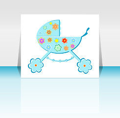 Image showing Babies boy blue invitation card - baby arrival