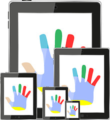 Image showing touch tablet pc computer modern technology with hands