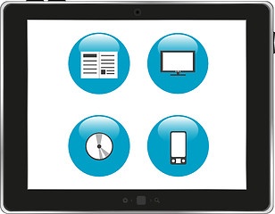 Image showing Blue icons on tablet pc screen