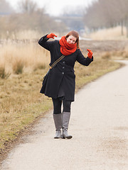 Image showing Woman dressed in warm clothing