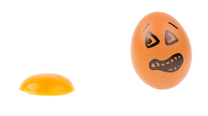 Image showing Scared egg looking at it's dead buddy