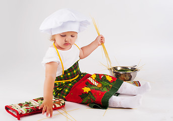 Image showing baby girl in the cook hat