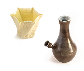 Image showing Ceramic water pipe, Bong and white ceramic vase