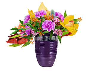 Image showing Floral bouquet of orchids, gladioluses and carnation arrangement