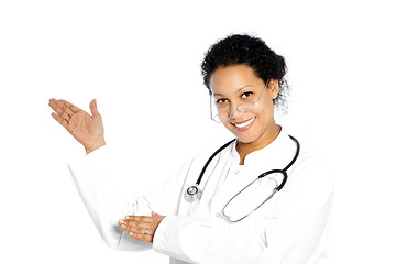 Image showing Doctor pointing with her hand