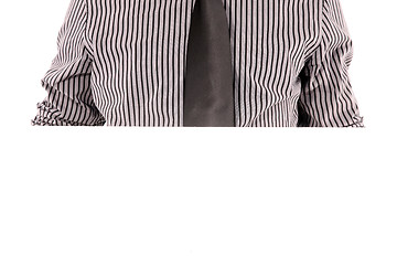 Image showing Mans chest in tie and striped shirt