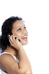 Image showing Beautiful woman laughing on the phone