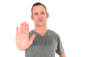 Image showing Man making a Stop gesture