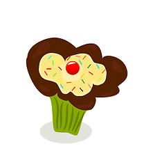 Image showing Chocolate cupcake vector