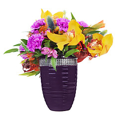 Image showing Floral bouquet of orchids, gladioluses and carnations arrangemen