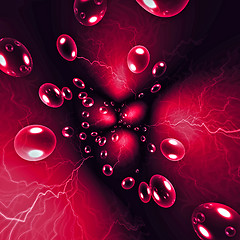 Image showing Abstract background with transparent bubbles and lightning