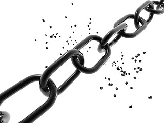 Image showing 3d chain chrome steel teamwork connection 