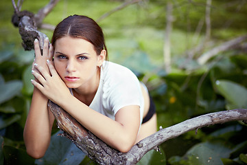 Image showing Girl lying on the water