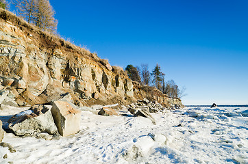 Image showing North Estonian limestone shore on a sunny winter day 