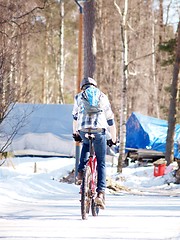 Image showing Biker on snow