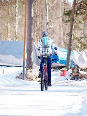Image showing Biker on snow
