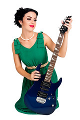 Image showing Pretty woman with guitar