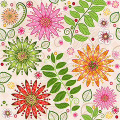 Image showing Spring colorful seamless floral pattern