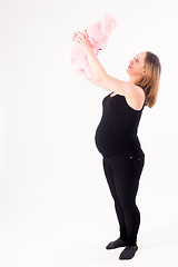 Image showing beautiful pregnant woman with toy